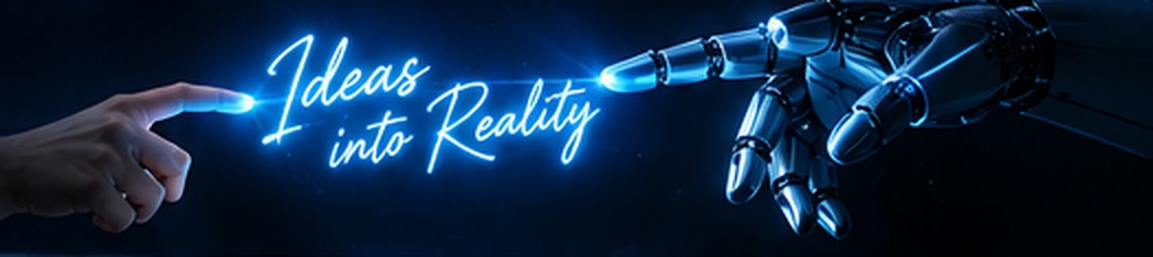 Human and robotic hands turning ideas into reality